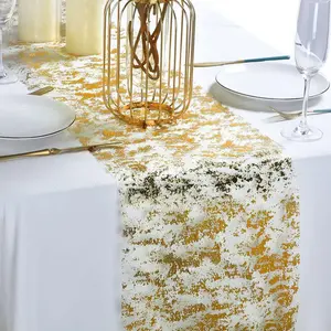 Metallic Glitter Table Runner 16.4ft Gold Glitter Mesh Table Runners Sparkle Rectangle Runner Roll Decorations for Wedding Baby Shower Birthday, DIY Home Decor