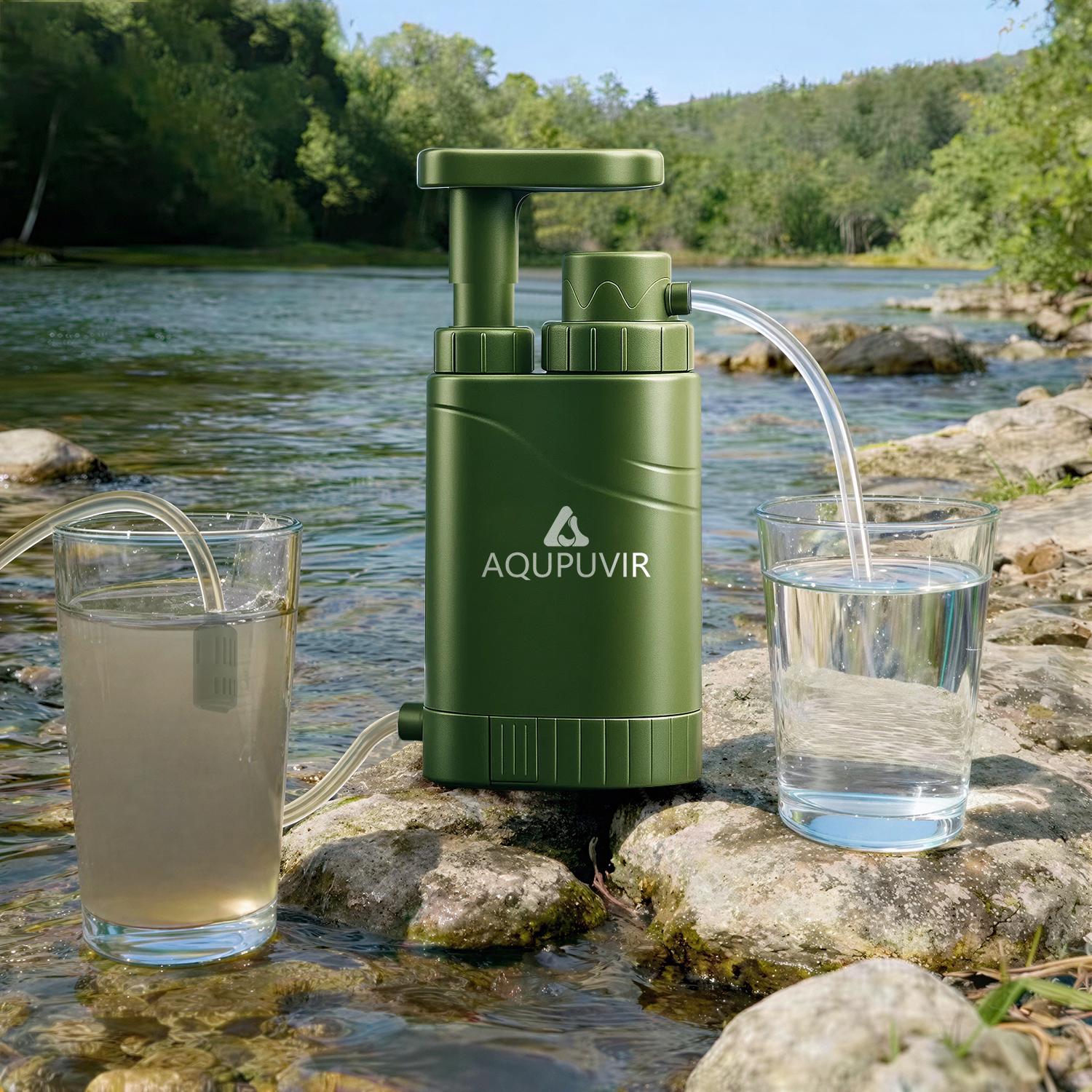 Portable Water Filtration Pump for Outdoor Survival, with Replaceable 0.01-Micron Carbon Filter | 4-Stage Filtration, Food-Grade ABS Material, Perfect Gift for Camping, Hiking, and Backpacking, Ideal for Easter, Independence Day, and Father’s Day