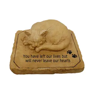 Custom Cat Memorial Stones Garden Stones, Personalized Cat Grave Markers Headtons Features A 3-D Cat - All Content is Customizable Cat Memorial Gifts - 8.5" × 7" × 3"
