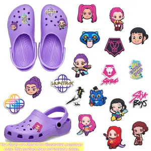 18pcs Kpop Demon Hunters Shoe Flower Buckles, DIY Craft Supplies, PVC Material, Shoe Decoration, Clog Patterns, Handmade Accessories