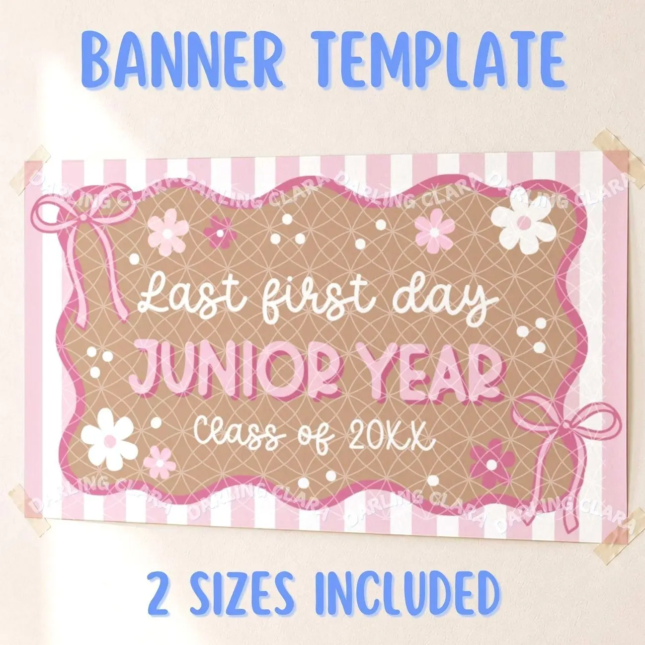 Junior Year School Last First Day Banner, Pink Floral School Milestone Decor