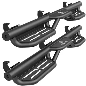 【Yzona】Running Boards Side Steps Compatible with 2018 2019 2020 2021 2022 2023 2024 2025 2026 Wrangler JL JLU Unlimited 4 Doors (Include 4XE Model), Two Stairs Nerf Bars Step Plates