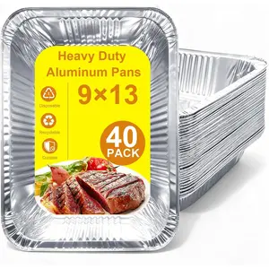 40 Pack  Foil Pans 9x13 - Disposable Half Size Deep Steam Table Tin Foil Pans for Oven Baking Cake, Roasting Turkey,  Prepping, Storing, Freezing, Chafing