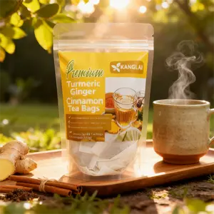 Premium Turmeric Ginger Cinnamon Tea 60/120 Bags 100% Natural Anti-Inflammatory Eco-Friendly No Sugar Caffeine Gluten Vegan Loose Leaf Tea for Digestion & Skin Health