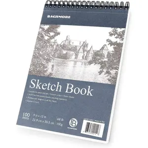 Bachmore Sketchpad 9X12 Inch (68lb/100g), 100 Sheets of TOP Spiral Bound Sketch Book for Artist Pro & Amateurs | Marker Art, Colored Pencil, Charcoal for Sketching