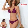 Women's Plain Bikini Set Top Triangle Shape, Pants Triangle Shorts, Sporty Style, All Seasons, Summer Swimsuit, Bikini Swimwear, Swimsuit Sets, No Ca Prop 65