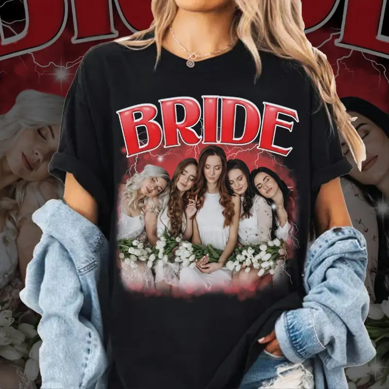 Bachelorette Party Retro Shirt, Custom Vintage Rap Tee with Photo, Personalized Gift for Bachelorette Surprise