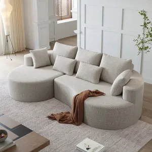 Modern Upholstered Oversized Sectional Sofa, 105-Inch Chenille 4-Seater Extra Deep & Wide Seat Curved Cloud Couch with 7 Pillows, Free Combination Sofa Couch for Living Room,Bedroom