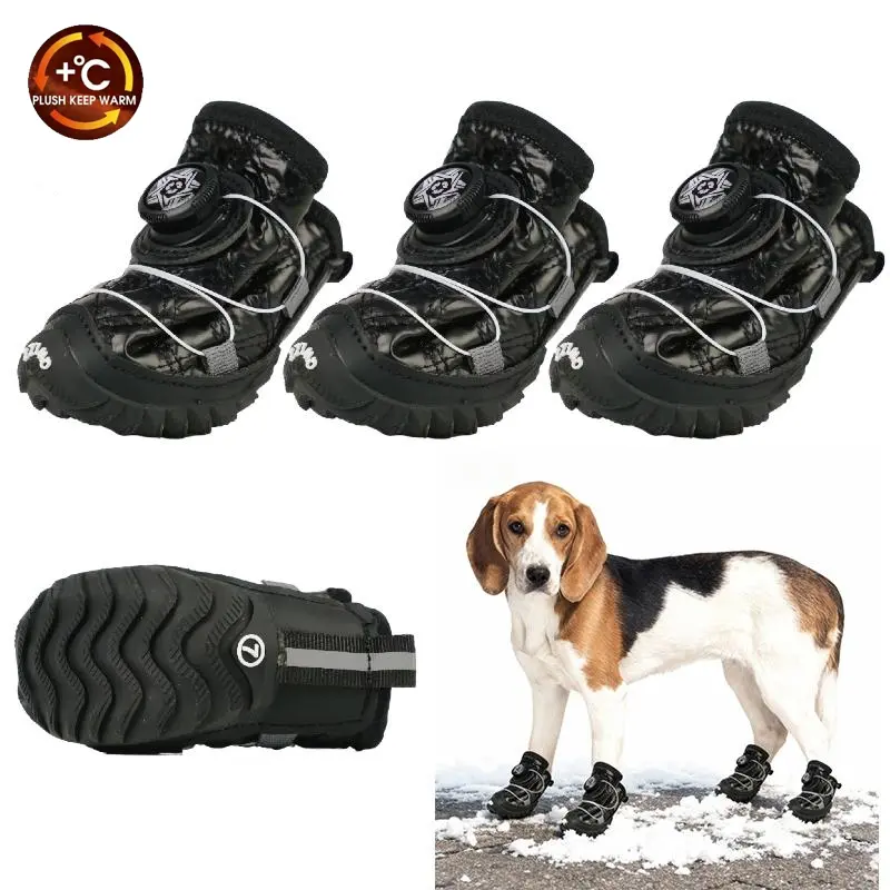 KIADOG Dog Shoes for Small Medium Dogs Winter Warmth Breathable Mesh Boots & Paw Protectors for Summer Hot Pavement Winter Snow Secure-fitting Waterproof Anti-Slip Booties Anti-loosening Knob Design for Hiking Hardwood Floors