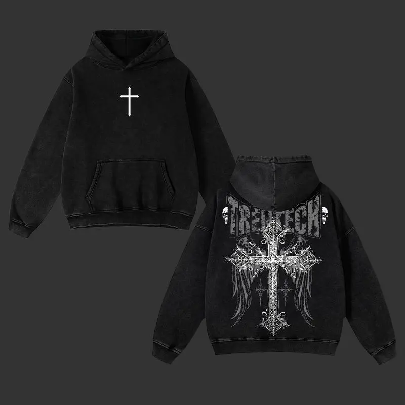 Cross & Wing TrenTech New Best Gym Style Washed Tee Hoodie & Sweatshirt Pump Cover Retro Vintage Christian Gym Washed Heavyweight Cotton T-Shirt Workout Tee Sport Gift Gymnastic Merch Fan Streetwear