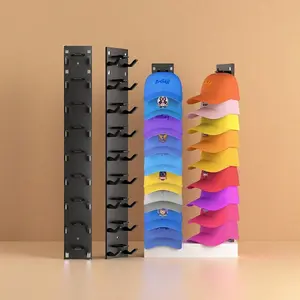 2 Pack Hat Organizer for Baseball Caps, Strong Adhesive Hat Rack Wall Hanging, Multi-layer Hat Hook Storage, Suitable for Storing 18 Hats, Hat Rack Hanger, Suitable for Doors, Bedrooms, Closets