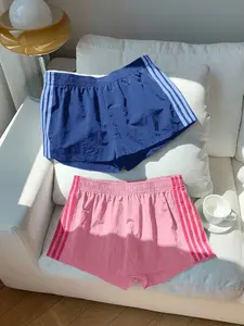 Women's Summer Vintage Casual Loose-Fitting Shorts, Colorblock Striped Athletic Sporty Activewear Shorts, Home & Outdoor Wear, 2 Piece Set