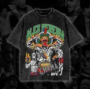 Alex Pereira UFC Oversize Washed Tee V1 Unisex Graphic T-Shirt for UFC & Sports Fans Short Sleeve Fitted Crew Neck Casual Summer Top