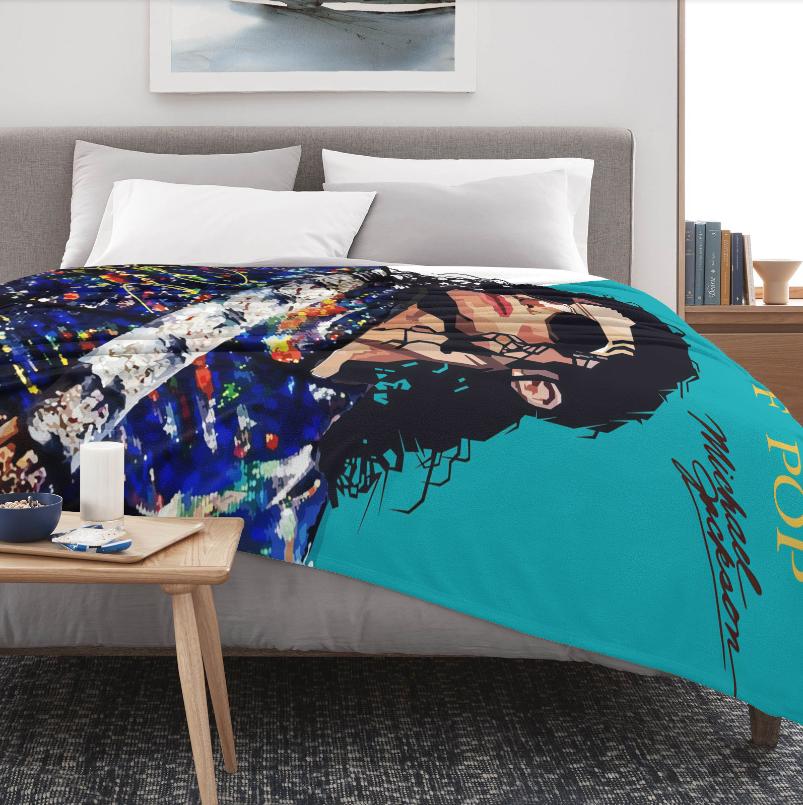 Vintage Michael Jackson Printed Flannel Blanket - Premium Soft Warm Throw Blanket with Iconic "King of Pop" Design, Ideal Gift for MJ Enthusiasts