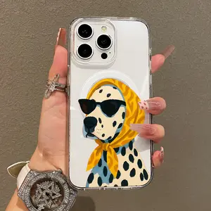 Soft Girl Magnetic Case for iPhone11/12/13/14/15/16/17/promax, Dalmatian Chic Lightweight, Drop-Proof, MagSafe Compatible | Perfect for Teen Girls