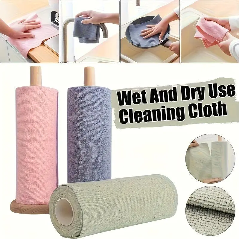 30pcs/1roll Reusable Microfiber Cleaning Cloths, Absorbent & Rust-Proof Kitchen Towels, Multipurpose Household Cleaning Supplies, Home Kitchen Cloth, Microfiber Towel Roll, Dishcloth Replacement, Cleaning Tools