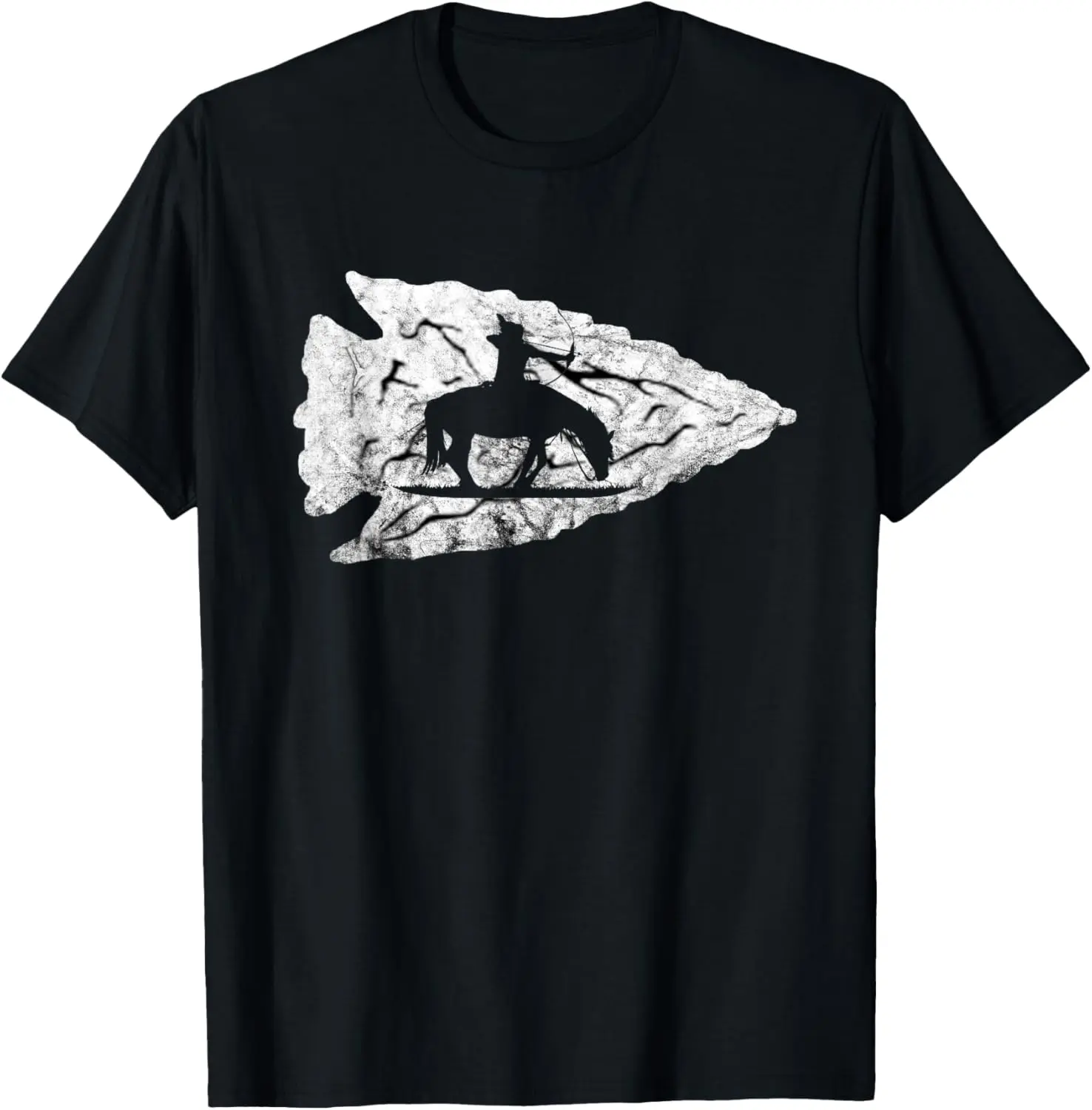 Women's Vintage Arrowhead Graphic T-Shirt, Casual 100% Cotton Short Sleeve Round Neck Top for Everyday Streetwear, Lady, Arrowhead Print, Crew Neck, Casual Fit, Machine Wash, Shortsleeve, Tshirt, Distressed, Clothes, Machine Washable, Loose-Fitting, Large