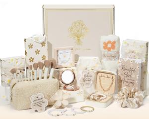 Teen Girl Gifts Trendy Stuff Valentine's Day Teenage Girls Gifts Basket Tween Birthday Gifts, Fun Girl Empower Gift with 8Boxes/10Boxes Task Tags Makeup Gift Set necklace bracelets for Her Niece Daughter Sister