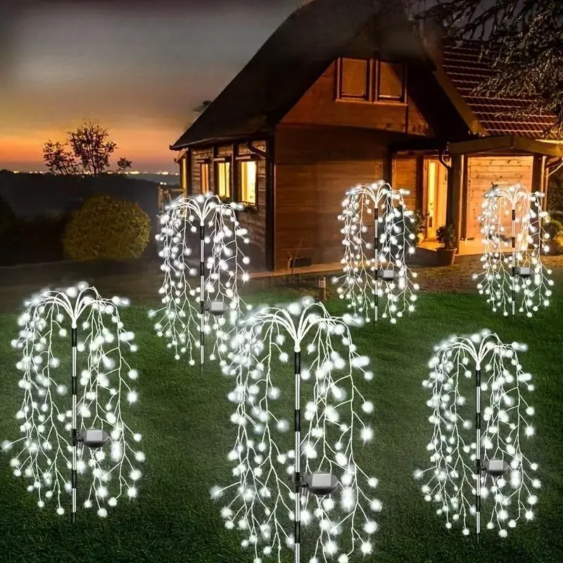 LED Solar Copper Wire Firework Lights, 8 Modes, Automatic On/off, Durable Metal Outdoor Lawn Garden Wedding Holiday Lighting, Solar Landscape Lights, Outdoor Decorative Light, Yard Lighting, Solar Garden Lamps, Solar Outside Lights