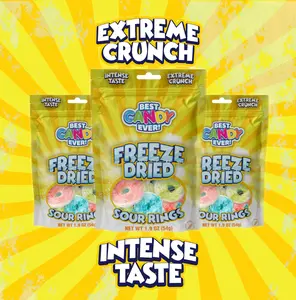 BestCandyEver - Freeze Dried 3 pack of Sour Rings Melt-In-Mouth-Experience Intense Taste Extreme Crunch Sweet Snack
