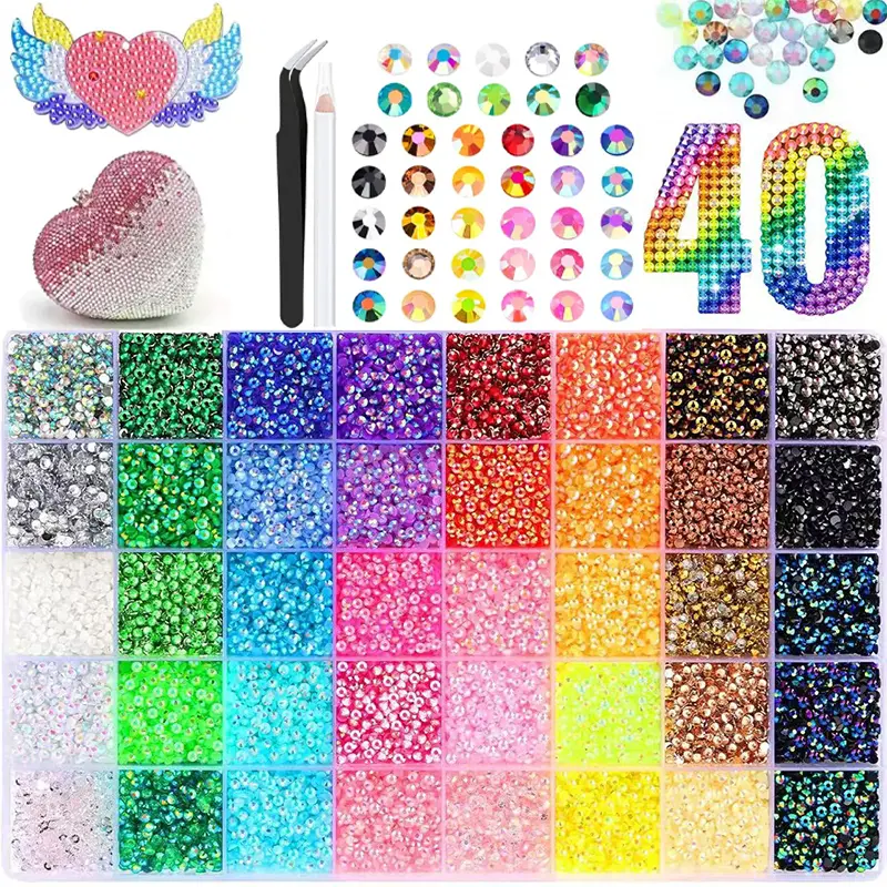 32000Pcs 40Colors 3mm Jelly Flatback RhinestonesBedazzling Kit with Nail Art, Shoes & DlY Diamond Art, DIY Craft Set for Nail Art & Shoes, Ultimate Creative Gift for Her,HomeEssentials,class of 2026,summerwins,Back to School Home Decor