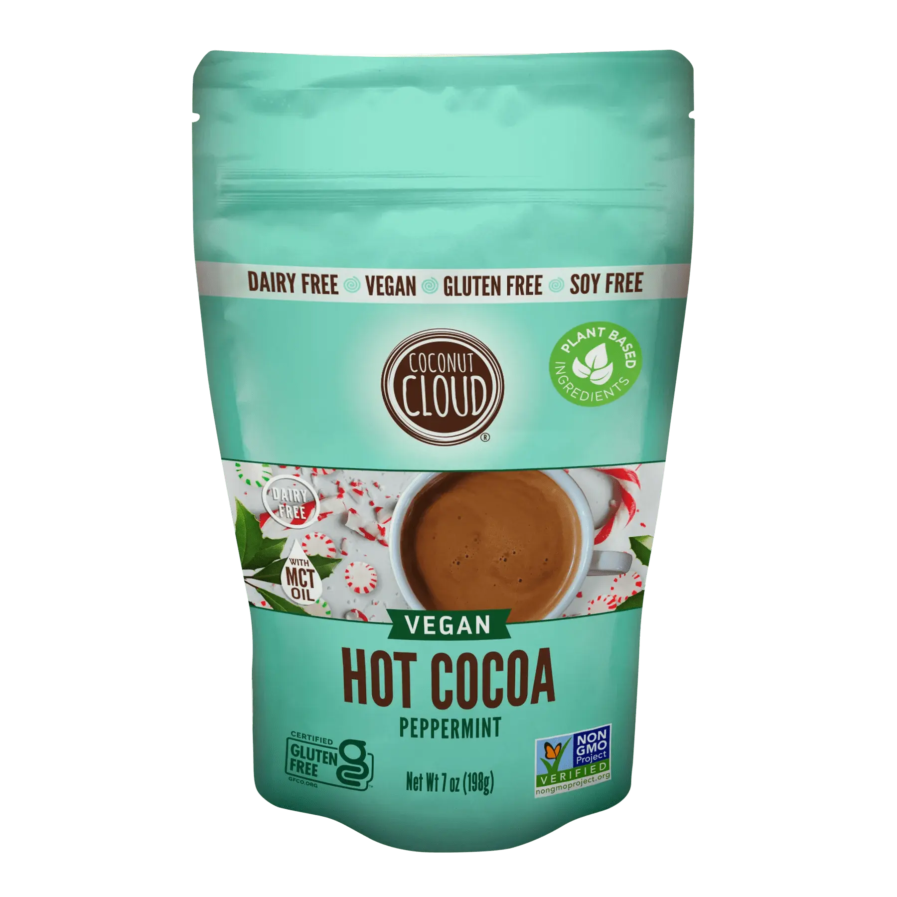 COCONUT CLOUD: Peppermint Hot Cocoa - Dairy-Free Instant Peppermint Hot Cocoa Mix, Vegan, Natural, Creamy Chocolate, Gluten-Free, Soy-Free, Non-GMO