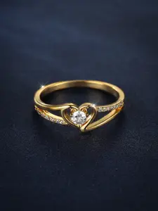 1 Piece Fashionable And Versatile Hollow Out Heart Ring With White Synthetic Cubic Zirconia Perfect For Women As A Birthday Gift