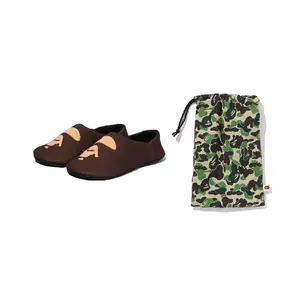 Bape Ape Head Slippers & Pouch Set Brown/ABC Green Camo - S, L