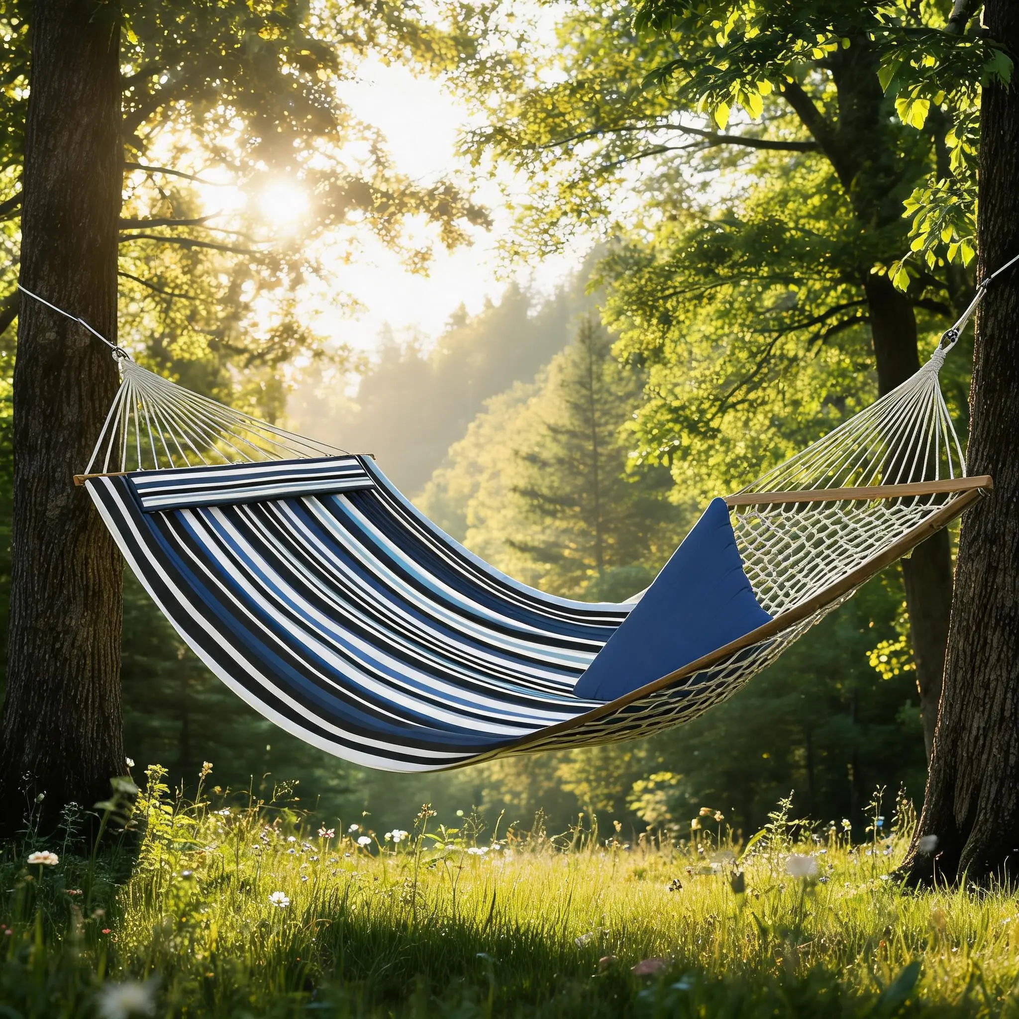 Garvee Double Quilted Outdoor Hammock for 2 Persons – Cotton Rope, Removable Pillow, Adjustable Steel Stand, Spreader Bars, Side Storage Pockets, Carabiners, 500lbs Capacity – Perfect for Patio, Garden, Backyard, Beach
