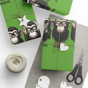 Monkey Wrapping Paper – Hear, See, Speak No Evil | Premium 90gsm Art Paper