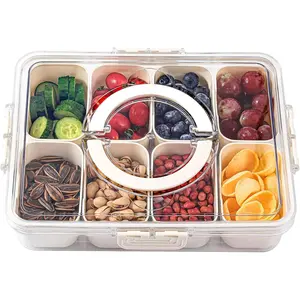 Divided Serving Tray with Lid and Handle Portable Snack Box for Parties Veggies Fruits Nuts Candy Christmas Tray Ideal for Outdoor Picnic Meal Prep Kitchen Utensils Stock Up On Specials Stockpile VALUE Pack TikTokShopBlackFriday Christmas Tableware Sets