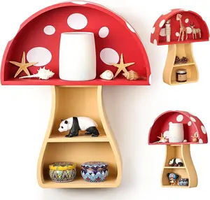 Floating Mushroom Shelf - Whimsical Wall Decor for Nursery, Bedroom, Living Room, Kitchen, Cottage Core