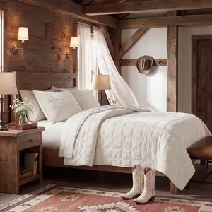 Stella Faux Silk Velvet Double Box Stitch Quilt Set