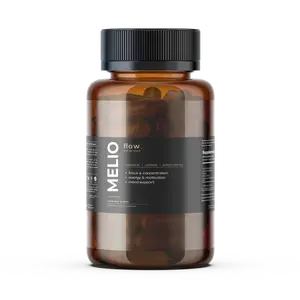 Melio FLOW Energy Capsules - 50 Vegan, Gluten-Free, Non-GMO Capsules for Focus, Energy, and Mood Support with L-Theanine, Caffeine, Saffron, B6, B12
