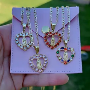 virgencita heart necklace pendant