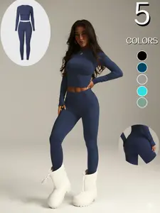 Women's High Waist Butt Lifting One-Piece Gym Suit, Quick-Dry Breathable Long Sleeve Seamless Yoga Set, Slimming Sports Casual Wear