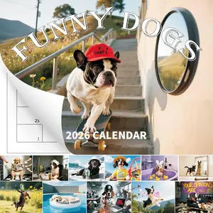 2026 Funny Dogs Calendar, Creative Prank Calendar, 16.5" x 11.4" Open, Office , 365 Days of Funny, Sassy and Occasionally  Remarks,  Hole, Giftable for  for Adults with //Coworkers