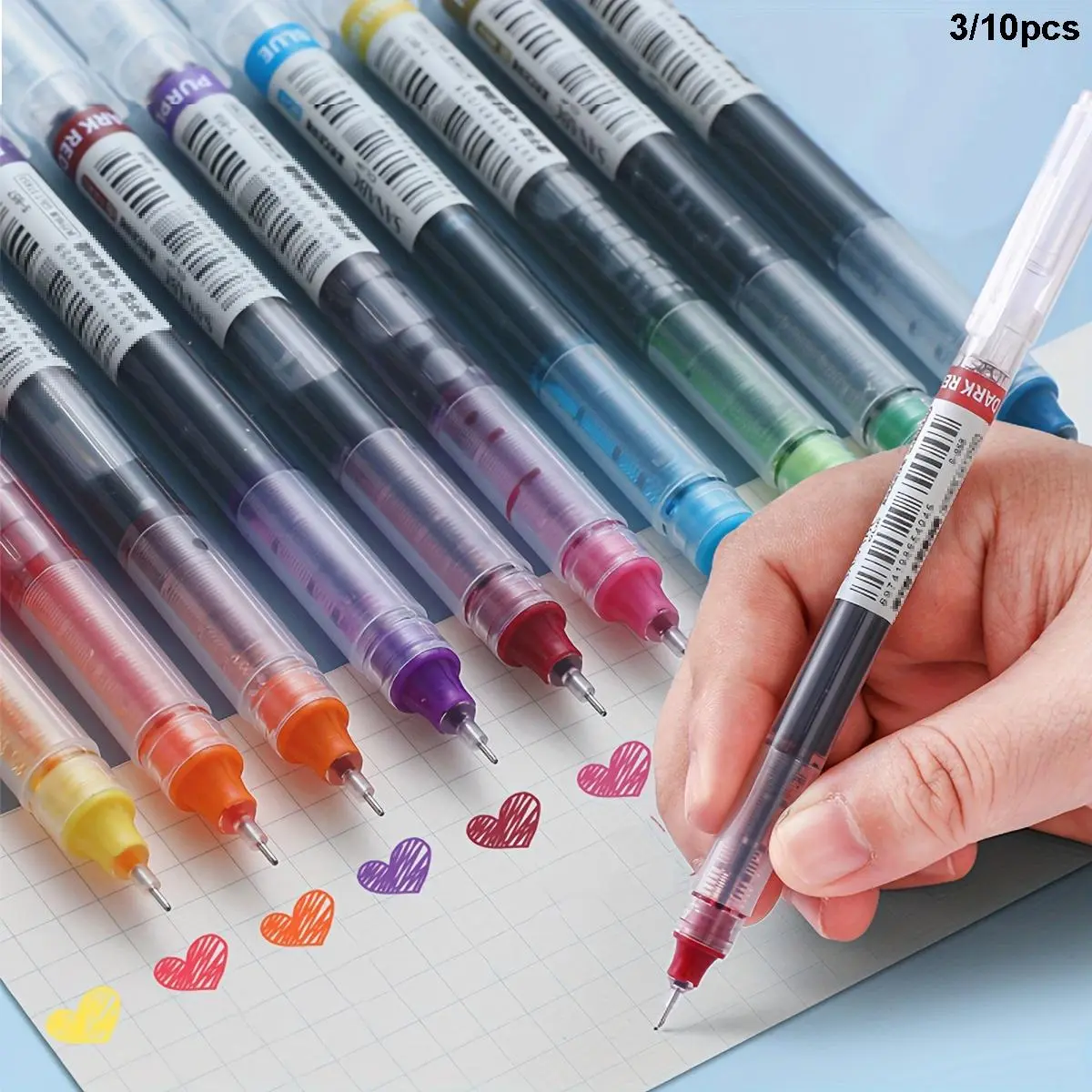 Random Color Liquid Rollerball Pen Set, 3pcs/10pcs Quick Drying Water-based Roller Ball Pen, Writing Pen for School Office, Student Stationery Supplies, Pens Set