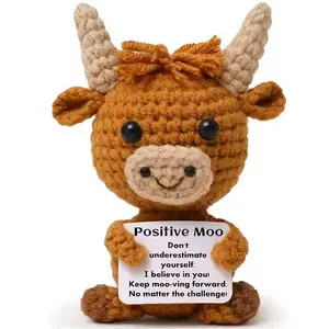 Adorable Hand Knitted Cow Stuffed Plush,Super Soft Skin-Friendly Crochet Toy,Squishy Stress Relief Anxiety Relief Companion,Portable Pocket Pal Bag Pendant Keychain,Perfect Festival Gift for Birthday Christmas Graduation Mother’s Day Teacher’s Day,Home Ca