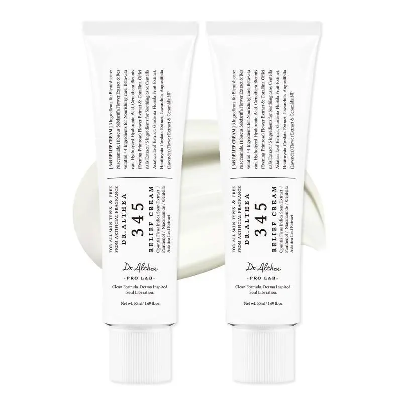 2pcs Dr.Althea 345 Relief Cream, Daily Face Moisturizer, BlemishRelief Care, Soothing Recovery & Moisture, Korean Vegan Skin Care for All skin Types, 1.69 F 0Z Christmas gift