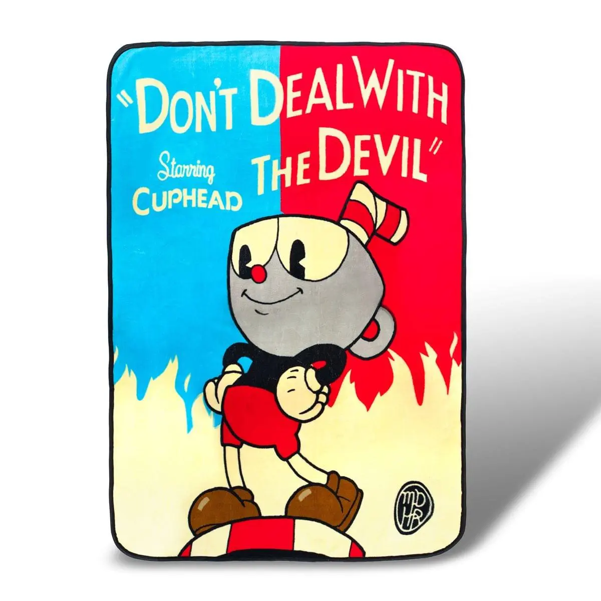 Officially Licensed Cuphead "Don't Deal with the Devil" Slogan Print Soft Fleece Blanket, Cozy Warm 45x60in Blanket Gifts for Home Bedding & Throws