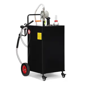 【GARVEE】30 Gallon Gas & Diesel Fuel Caddy with Transfer Pump and 4-Wheel Cart - Mobile Fuel Storage Tank for Boats, Lawn Mowers, Snowblowers, Motorcycles, and Construction Equipment - Black