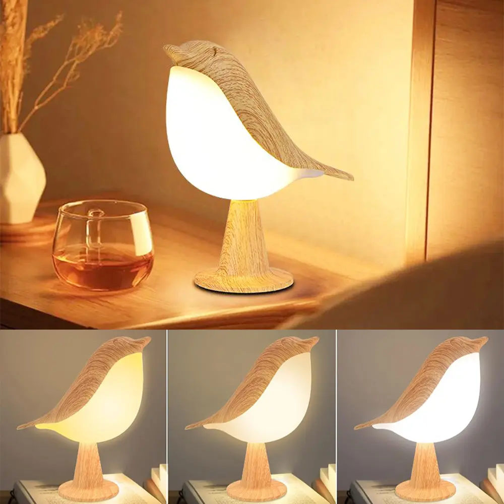 SERBASIC Bird-Shaped LED Table Lamp, Touch Control Cute Small Dimmable, 3-Color Lighting Modes, ABS Acrylic Material, Adjustable Bedroom Nightlight, Novelty Home Decor