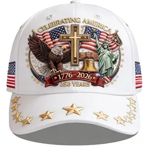 250 Anniversary USA Hat,Eagle Liberty Cross Printed Pattern,250th Anniversary USA hat,Adjustable Baseball Cap for Men Women