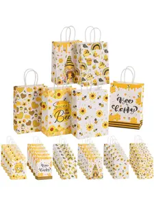 24/12/6pcs Spring Party Birthday Party Gift Bags Set, Party Favor Packs, Spring Bee and Daisy Themed Gift Bags, Suitable for Various Event Scenes such as Birthdays, Weddings, Spring and Summer Events, Christmas, etc.