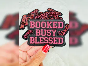 Booked Busy Blessed Embroidered Patch