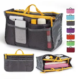 Women Lady Travel Insert Handbag Organiser Makeup Bags Toiletry Purse Liner w/Hand Strap,summervibes