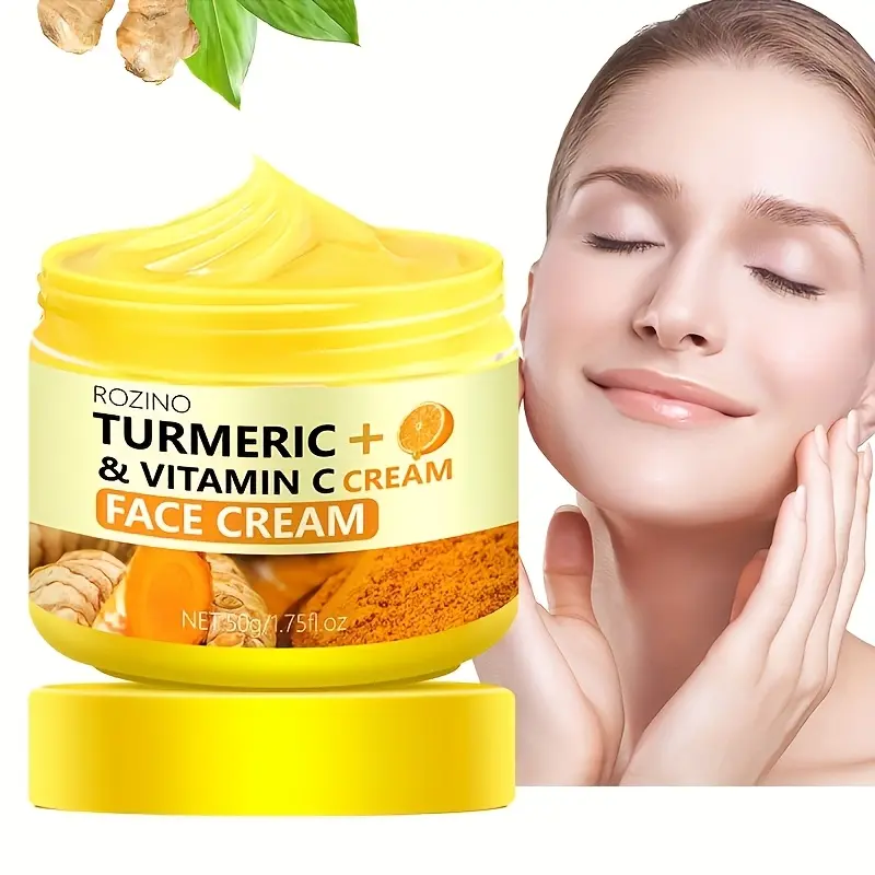 Rozino Turmeric & Vitamin C Face Cream - Moisturizing, Skin Nourishing, Radiance Boosting - For All Skin Types - 50g/1.75fl.oz  Moisturizers