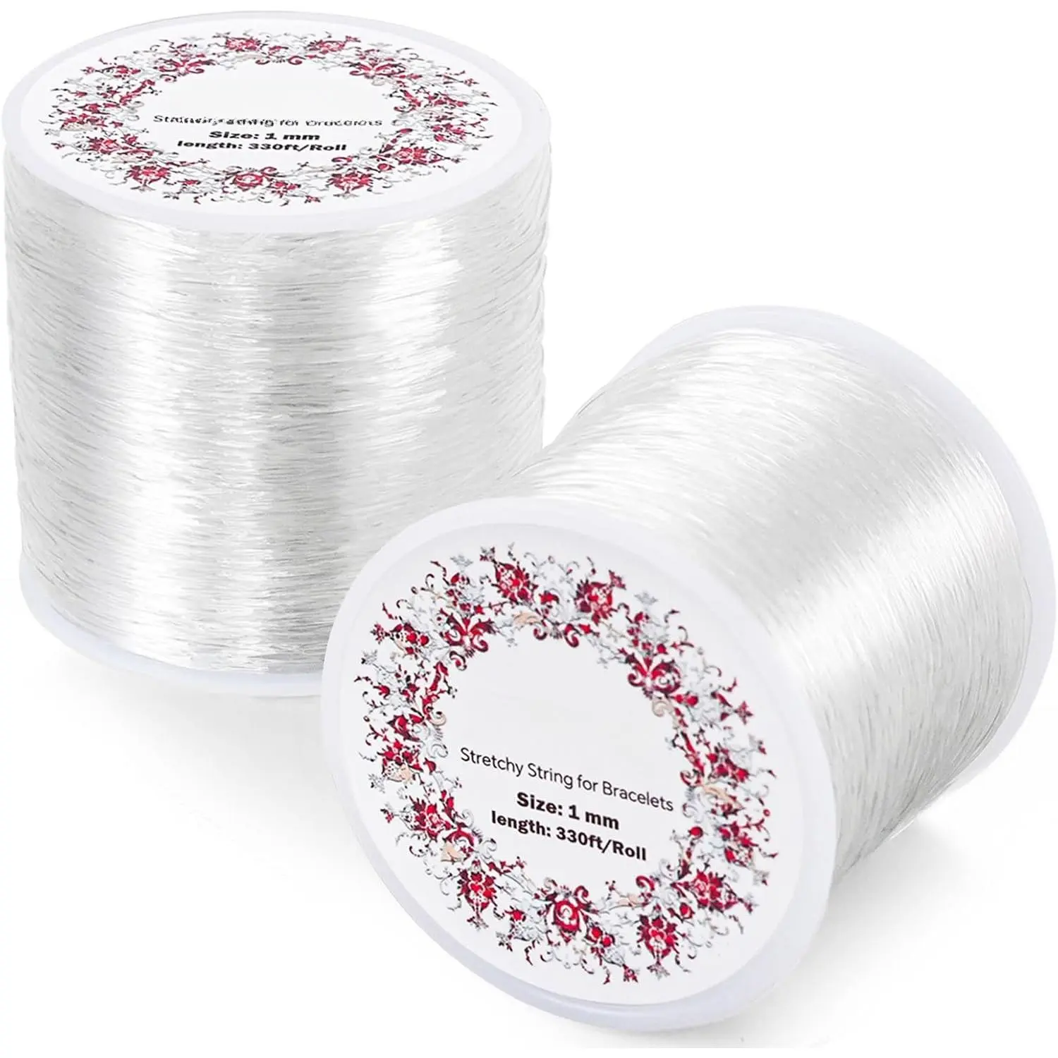 1mm Stretchy Bracelet String, 2 Rolls of  Clear Elastic String for Bracelets, Stretchy Bracelet String, Necklaces, Beading, and  Making (200 m)