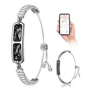 Women's Smart Bracelet Watch - Wearable Fitness Tracker Devices, No-Touch No-Button Control, Gesture Photography, Multi-Language Support, 16 Sports Modes, Stainless Steel Strap, Rechargeable Wireless